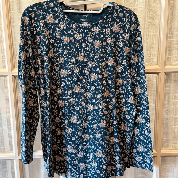 Pure Jill Long Sleeve Floral Tunic Top - Picture 1 of 4